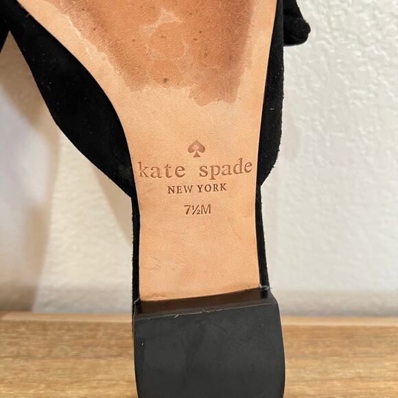 Kate Spade Faryn Black Suede Slip On Ruffle Mules Size 7.5 - Picture 12 of 15